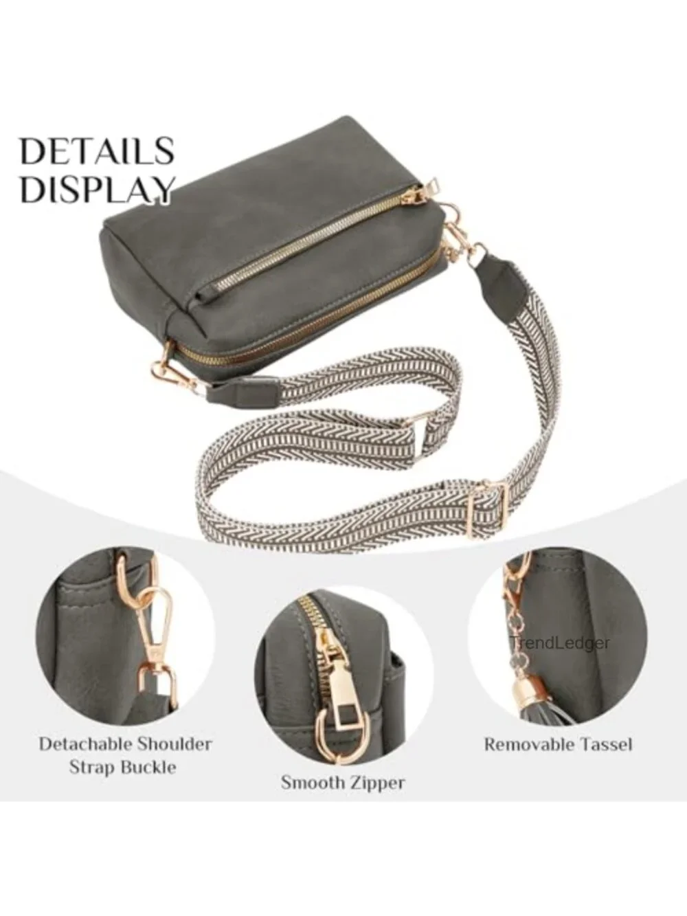Small Leather Crossbody Bag for Women with Adjustable Strap